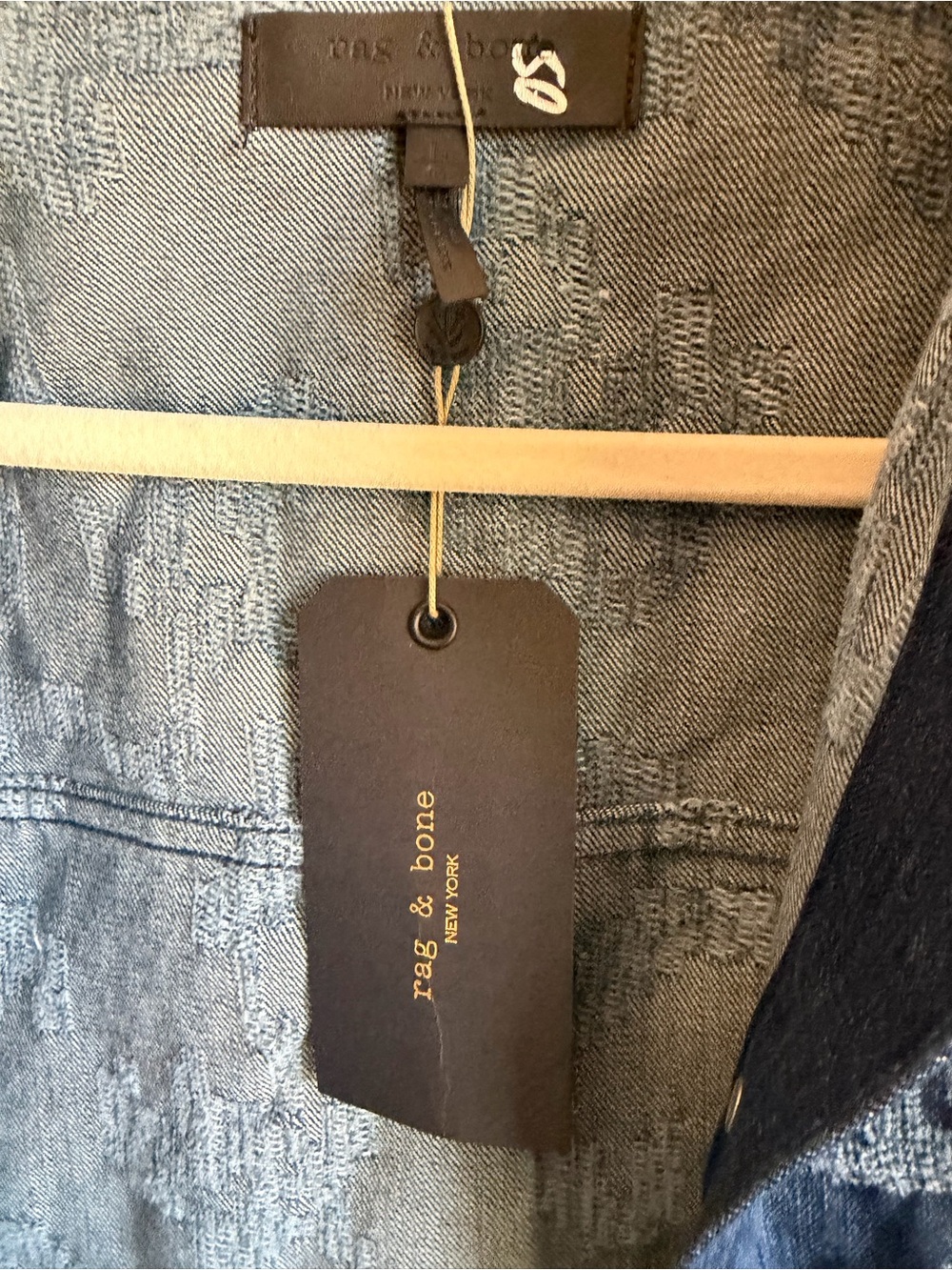 rag & bone Blue Patterned Denim Jacket - Picture 2 of 6